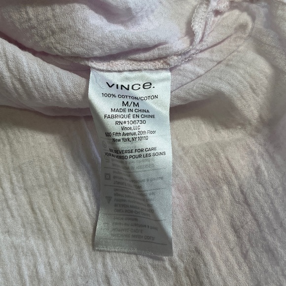 Vince Pink Cotton Top Size M - Picture 6 of 8